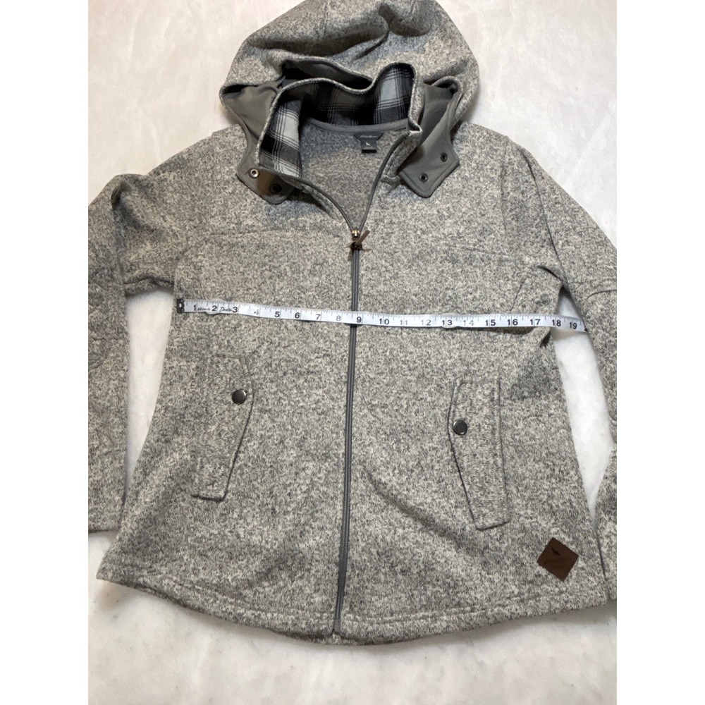 Eddie Bauer Womens Heathered Gray Fleece Lined‎ Hooded Jacket Full Zip Size L - Picture 7 of 10